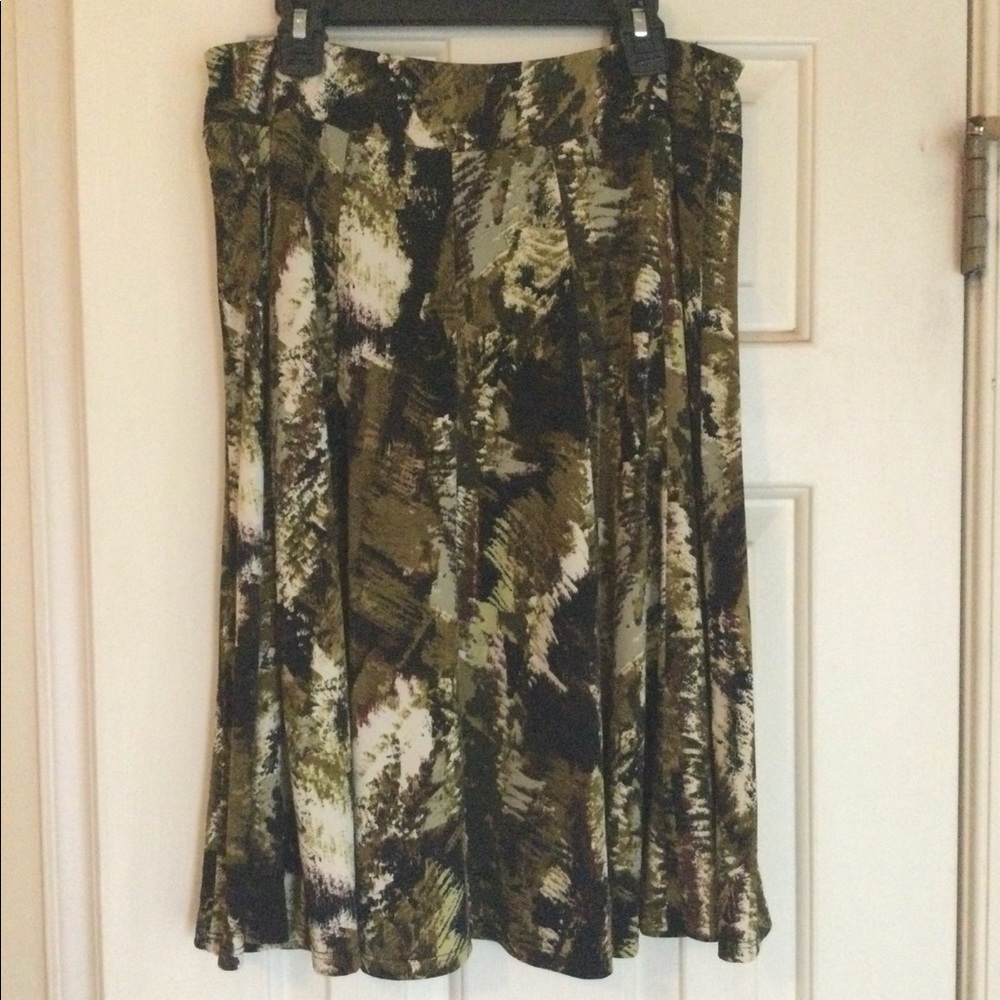 Lily Green Print Jersey Flare Skirt